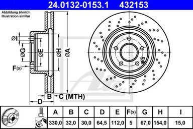 ATE Disk ploča MERCEDES BENZ 24.0132-0153.1 prednja, mb e280cdi w211 04 ->, d330/32